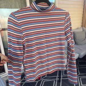 Forever 21 striped long sleeve turtleneck pullover top size Small super soft